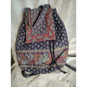 Vera Bradley Retired 1998 Classic Navy "Mini" Cotton Drawstring Backpack